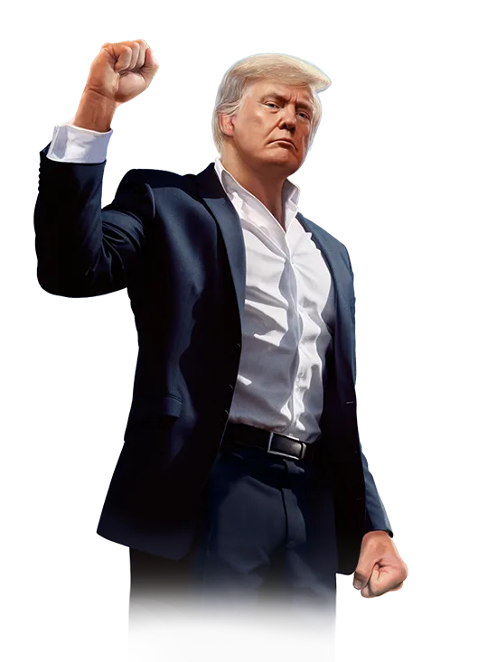 DONALD J. with Fist in Air